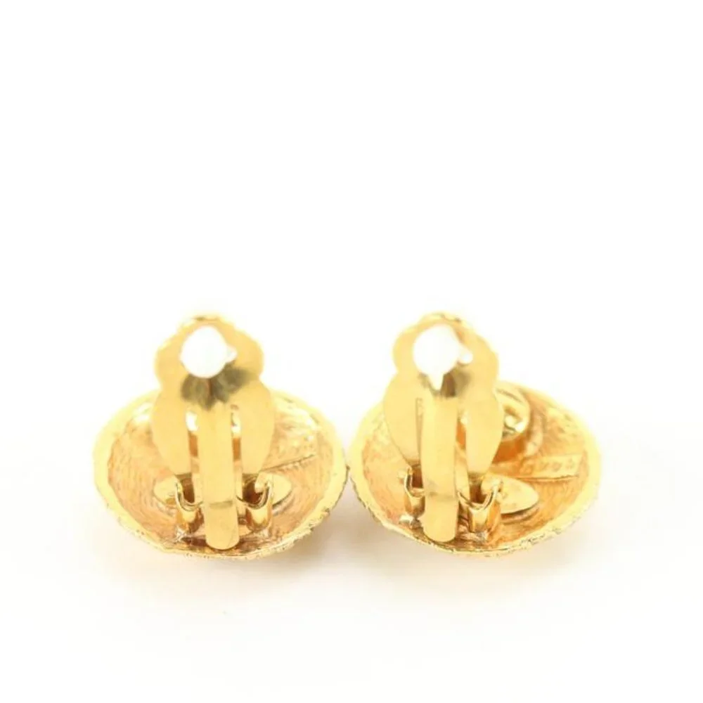 Chanel 24k Gold Plated Woven Quilted Raffia CC Logo Earrings 58cc825s